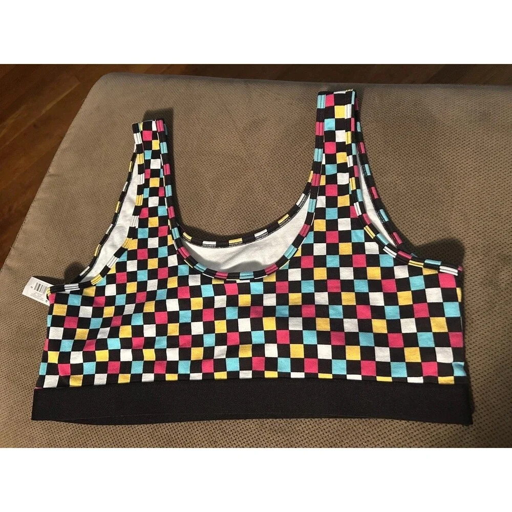 Torrid Curve Bralette Womens Size 2 Checkered Sports Bra 2XL Cotton Soft